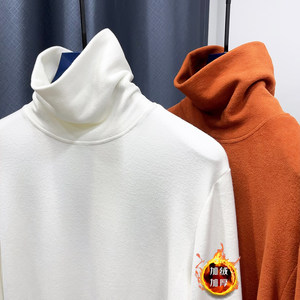 Velvet and thickened men's double-sided velvet long-sleeved T-shirt with turn-down turtleneck to keep warm and cold-resistant M slim-fitting Australian velvet solid color bottoming shirt