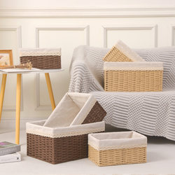 Desktop Miscellaneous Storage Box Woven Storage Basket Rattan Household Clothing Storage Box Cosmetics Storage Box Japanese Style