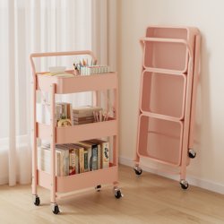 Movable Bookshelf, Floor-Standing Storage Rack, Multi-Layer Storage Rack, Household Table-Side Trolley, Snack and Miscellaneous Storage Bookcase