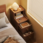 Bàn đầu giường đơn giản phòng ngủ hiện đại hộ gia đình cực hẹp chắc chắn màu gỗ kẹp đầu giường có giá để đồ nhỏ tủ bảo quản
