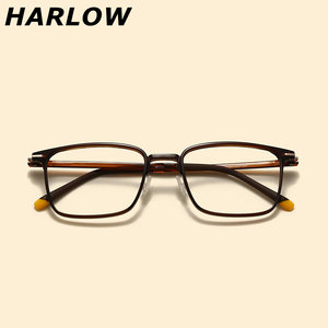 
Tea brown glasses frame for men and women light square long face can be matched with lenses myopia Japanese trend TR90 glasses frame
