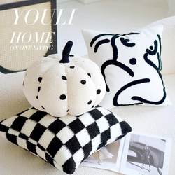 Black and White Minimalist Pillowcase for Bed, Nordic Ins-Style French Homestay, Living Room Sofa Cushion, Headboard Cushion with Insert