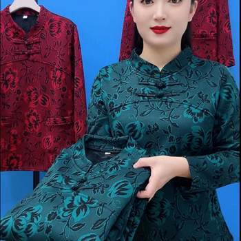 Add velvet to keep warm autumn and winter age-reducing women's clothing
