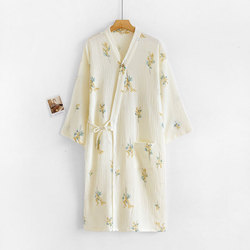 Nightdress Nightgown Women's Summer Cotton Gauze Kimono Spring And Autumn Summer Thin Section Japanese-style Home Service Bathrobe Pajamas Sweat Steaming