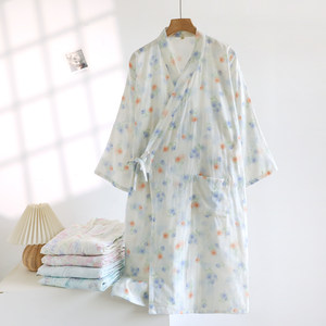 
Japanese nightgown nightgown women summer cotton gauze kimono pajamas spring and autumn yukata home clothes cotton Hanfu bathrobe