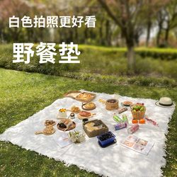 White Picnic Blanket ins Spring Outing Popular Items Pastoral Picnic Mat Props Outdoor Outing Lawn Mat