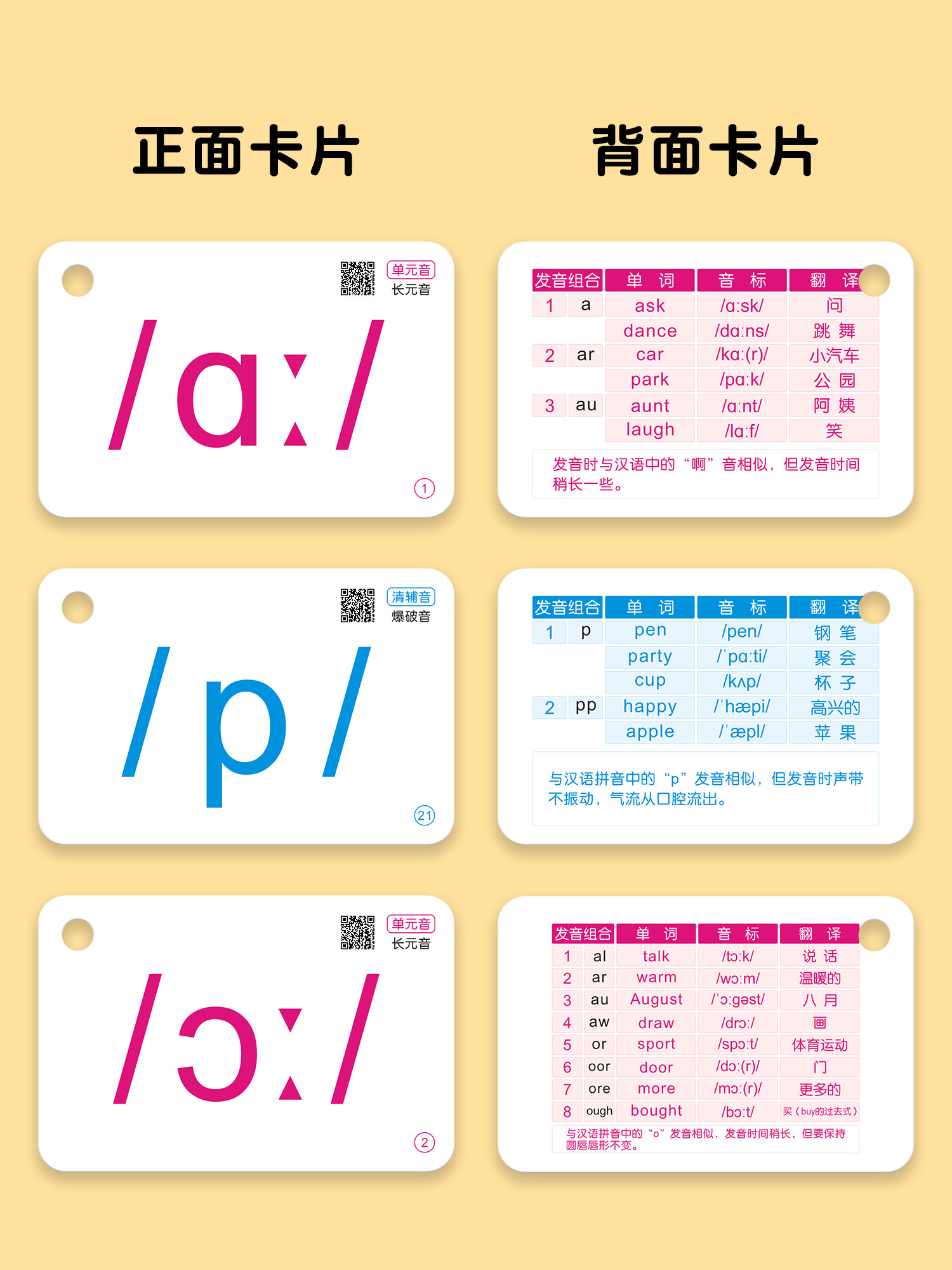 Ipa Example Card Example Phonetic Symbol Cards - 48 English IPA Flash Cards for Kids