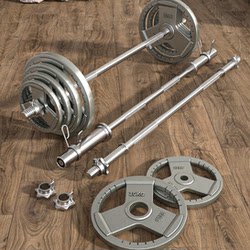 Barbell Set with Large Holes, Miou Painted Barbell Plates, Home Fitness Squat Weightlifting Equipment, 20 Kg, 100 kg