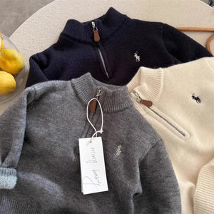 
Boys and girls sweaters, velvet winter style, children's half-zip sweaters, inside and outside, baby pullovers, women's thickening