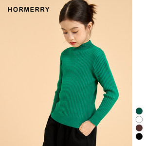 
Children's 2025 autumn and winter girls pit half turtleneck sweater children's base knitted sweater boy warm base sweater