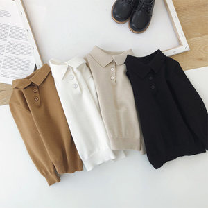 Boys sweater 2025 autumn and winter new style small and medium-sized children's lapel sweater top for boys' inner bottom