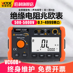 Victory Insulation Resistance Tester Vc60B+ Digital Megohmmeter 500V1000 Intelligent Detector Electrician's Megohmmeter