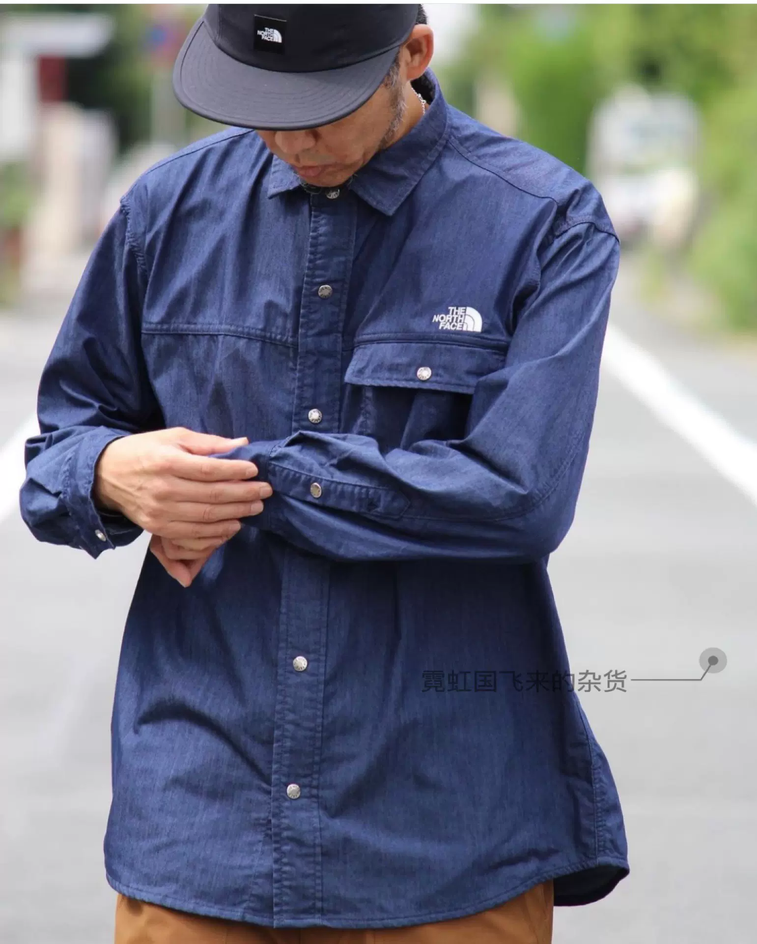 THE NORTH FACE L/S Nylon Denim Nuptse Shirt日版北面休闲衬衫-Taobao