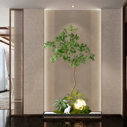 Simulated Plant Landscaping, Decorative Green Plants, Soft Decoration, Micro-Landscape ‌ Wabi-Sabi Style Interior Arrangement under the Stairs in the Corner of the Entrance Hall