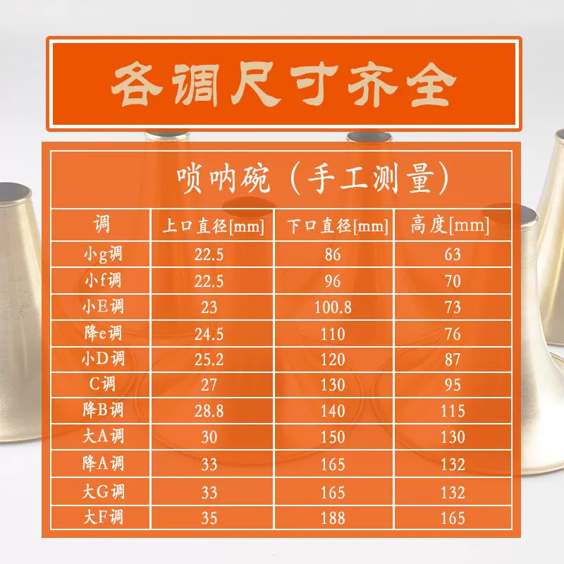 唢呐碗子磨砂喇叭纯黄铜08加厚加箍民间大唢呐降b调全调式
