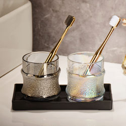 Creative Light Luxury Mouthwash Cup for Couples, Home Use Toothbrush Cup, Wash Cup Set, Glass Dental Cup, High-End Toothbrush Cup