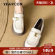 Yier Conleeves Women's 2025 Spring New Black British Style Retro Women's Small Leather Shoes Thick Sole Single Shoes Women