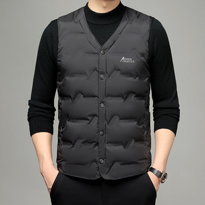 
2025 new down vest for men's thin V-neck dad's thermal inner lid close-fitting vest vest in winter