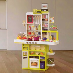 Large Simulation Kitchen Set for Children, Pretend Play Kitchen Toys, Baby Cooking Spray Stove Set, Fruit and Vegetable Cutting Fun