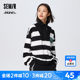 Morimarley's loose and loose shoulder -to -shoulder -headed head shirt Women's trend of leisure autumn stripes standing collar jacket fashion
