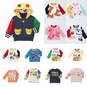 
miki autumn and winter original Japanese cotton T-shirt tops for boys and girls printed navy bear embroidery long-sleeved T-shirt sweatshirt