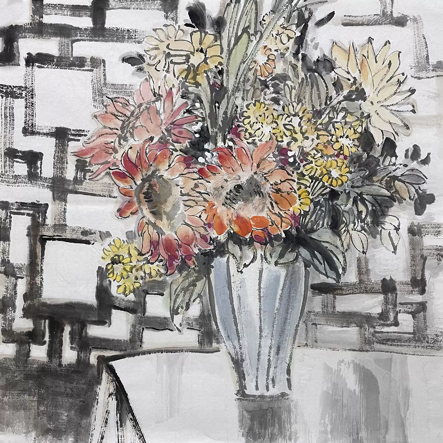 中国古美術・蘭竹之情三尺画芯・董卿印款・水墨画・純手描き・鑑賞用・宣紙・带水印 中国古美術・蘭竹之情三尺画芯・董卿印款・水墨画・純手描き