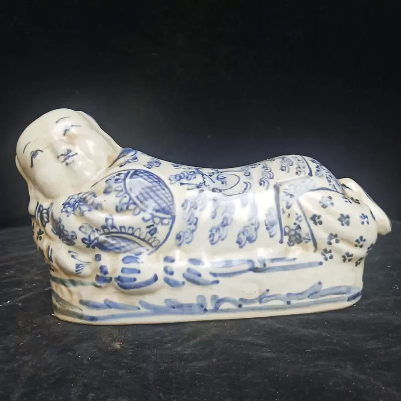 中国风复古瓷器仿明代青花娃娃枕手枕大号瓷枕硬枕釉下彩古董古玩-Taobao