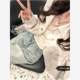 Large -size white bears printed denim jacket Female spring design sense niche loose wild jacket long sleeve top