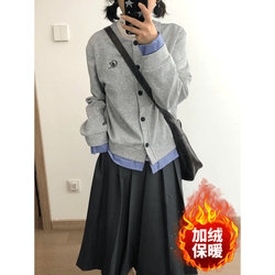 Wilderness Space Fake Two-Piece Plaid Cardigan Sweatshirt Jacket for Women 2025 New Autumn and Winter Fleece-Lined Warm Top Trendy