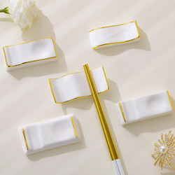 Gold-Edged Ceramic Chopstick Holder, Dual-Purpose Tableware for Hotel Settings, Multi-Purpose Chopstick Rest, Spoon Rest, Pen Rest, Spoon Holder
