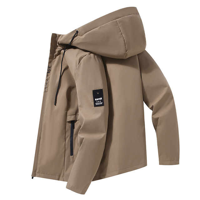 2025 spring and autumn thin jacket men's jacket hooded casual loose short windbreaker men's casual jacket top