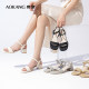 Aokang women's shoes summer new elegant open-toe mid-sky fashion sandals comfortable thick heel commuting versatile shoes