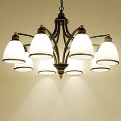 American Country-Style Chandelier, Living Room Lamp, Modern, Simple and Elegant, Bedroom and Dining Room Lamp, Wrought Iron, Warm Home Lighting Fixtures