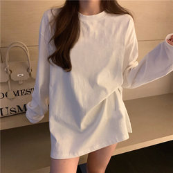 100% Pure Cotton Korean Style Long-Sleeve T-Shirt for Women, Spring and Autumn Wear, Loose Sweatshirt, Inner Layer, Base Shirt, New Trendy Top