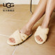 UGG Spring Women's Fashion Comfortable Solid Color Lightweight Cross with Thick Sole Exposed Toe Casual Fur Slippers 1107955
