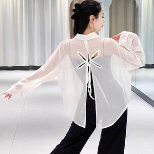 
Large size modern dance classical dance girl adult shirt body training suit Chinese dance jazz dance practice suit performance suit