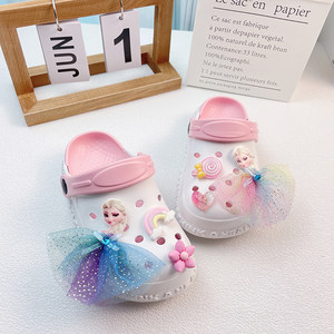 Girls slippers summer princess children girl lovesa hole shoes summer bag toe outside sandals internet celebrity summer
