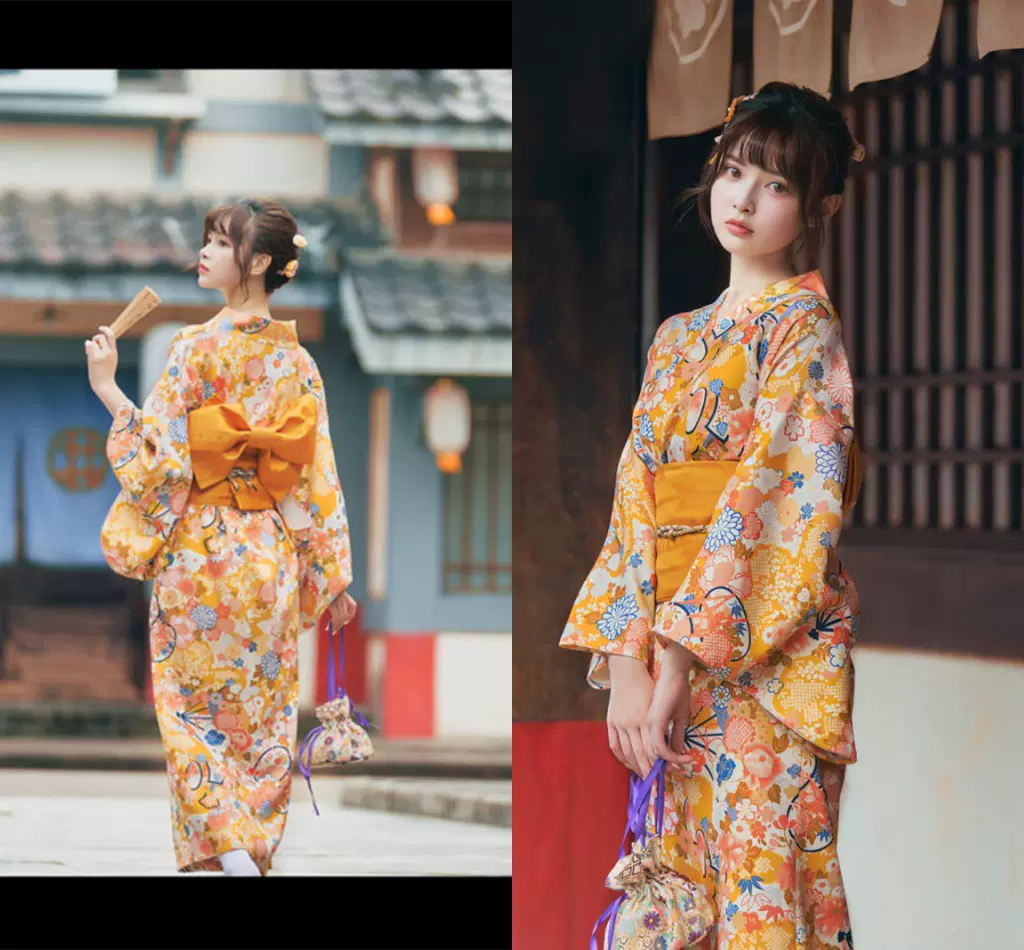 vintage传统改良女日式中国风正装女装拍照和服浴衣日本神明少女-Taobao