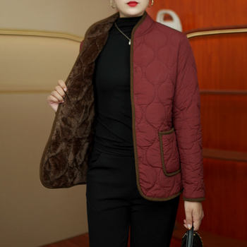 Mother's cotton-padded coat winter new style plus velvet and thickened temperament noble cotton-padded jacket middle-aged and elderly women's large size cotton-padded coat stand collar