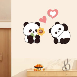 Cute Panda Door Stickers Wall Stickers for Covering Holes and Imperfections, Self-Adhesive Wardrobe Bedroom Room Door Hole-Covering Magic Stickers