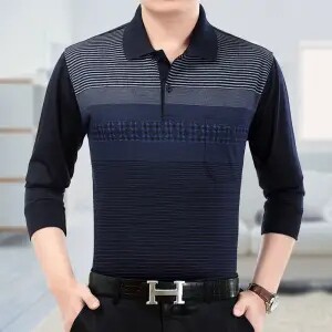 
Middle-aged men's T-shirt long-sleeved dad autumn bottoming shirt middle-aged and elderly men's top polo shirt father's body shirt