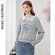 Gauze finings fashion embroidery pattern knitted sweatshirt 2025 spring new casual and fashionable slim top
