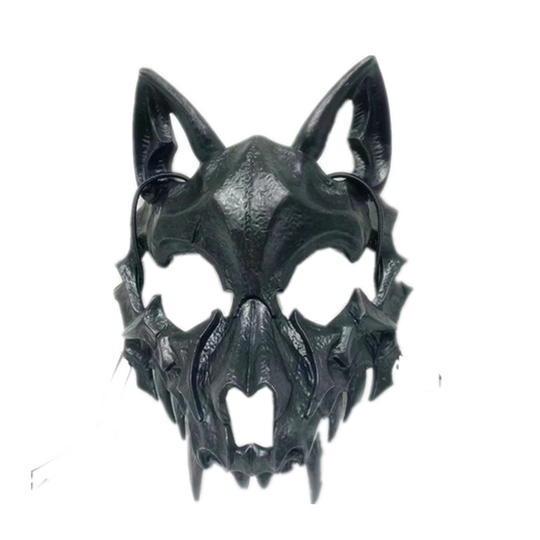 ハンドメイド 狼 マスク サイバー デザイン 灰色オオカミハーフマスク