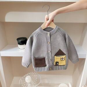 
Boys' sweater jacket, baby's spring and autumn outer clothing, popular baby Korean style handsome sweater, super cute cardigan