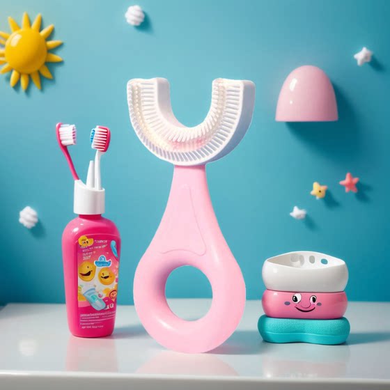 
[Upgraded material] Children's U-shaped baby toothbrush U-shaped infant and toddler 2-12 years old soft-bristled silicone toothbrush