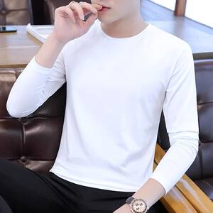 
Long-sleeved T-shirt men's autumn clothes men's white base shirt 2025 new autumn solid color men's top