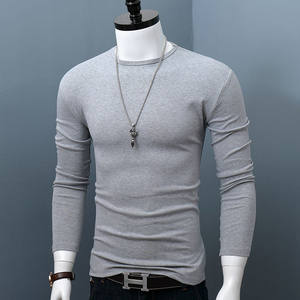 
Round neck long-sleeved bottoming shirt for men in autumn and winter elastic large size slim solid color breathable simple large size t-shirt top