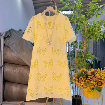 
Summer large size women's hollow butterfly dress