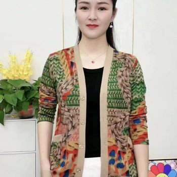 Spring and Autumn Mom Fashion Knitted Cardigan
