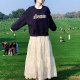 French A-line gauze skirt embroidered skirt for women 2025 spring new high-waist mid-length sweet lace cake skirt